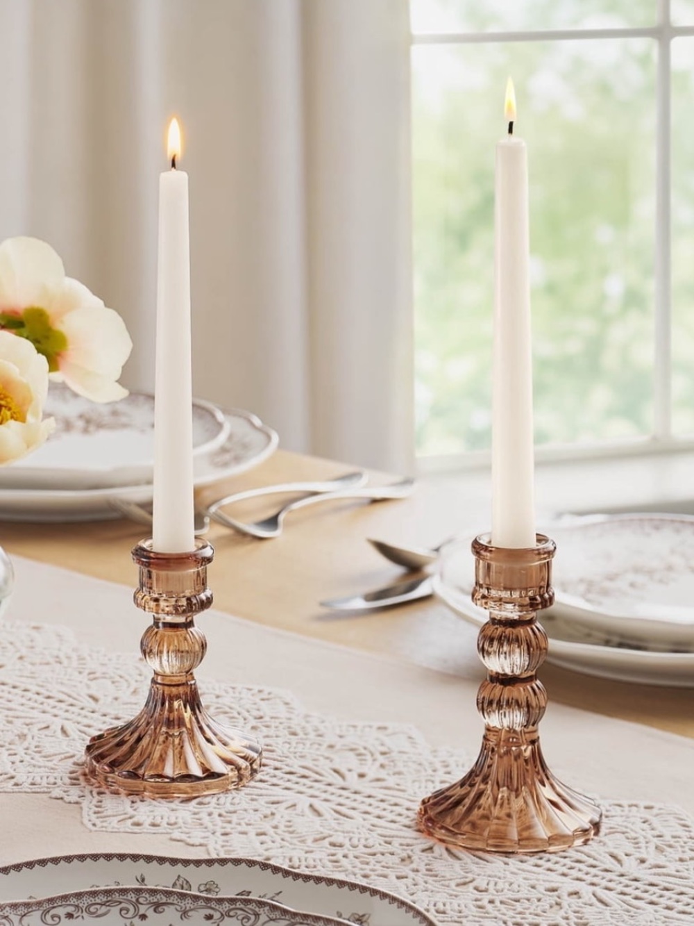 The Pioneer Woman Brown Glass Candleholder, Large SET OF 2